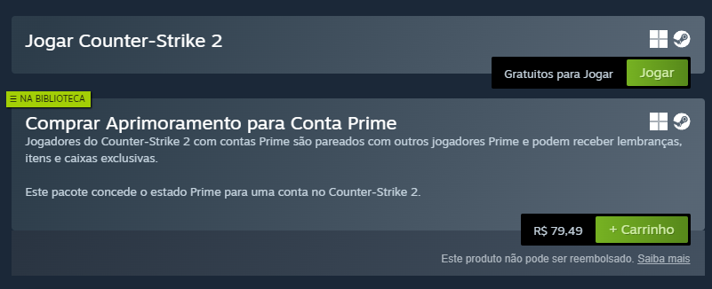 Onde jogar CS2? 2 Imagem da página do Counter-Strike 2 na Steam.