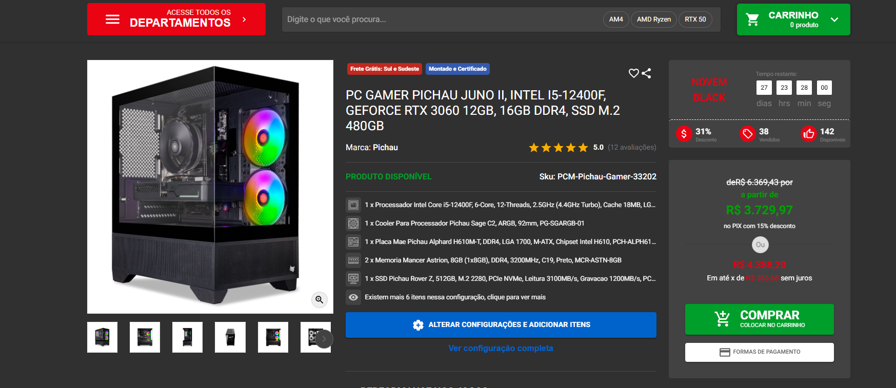 3 PCs gamers promoção na Novemblack Pichau 3 PC Gamer