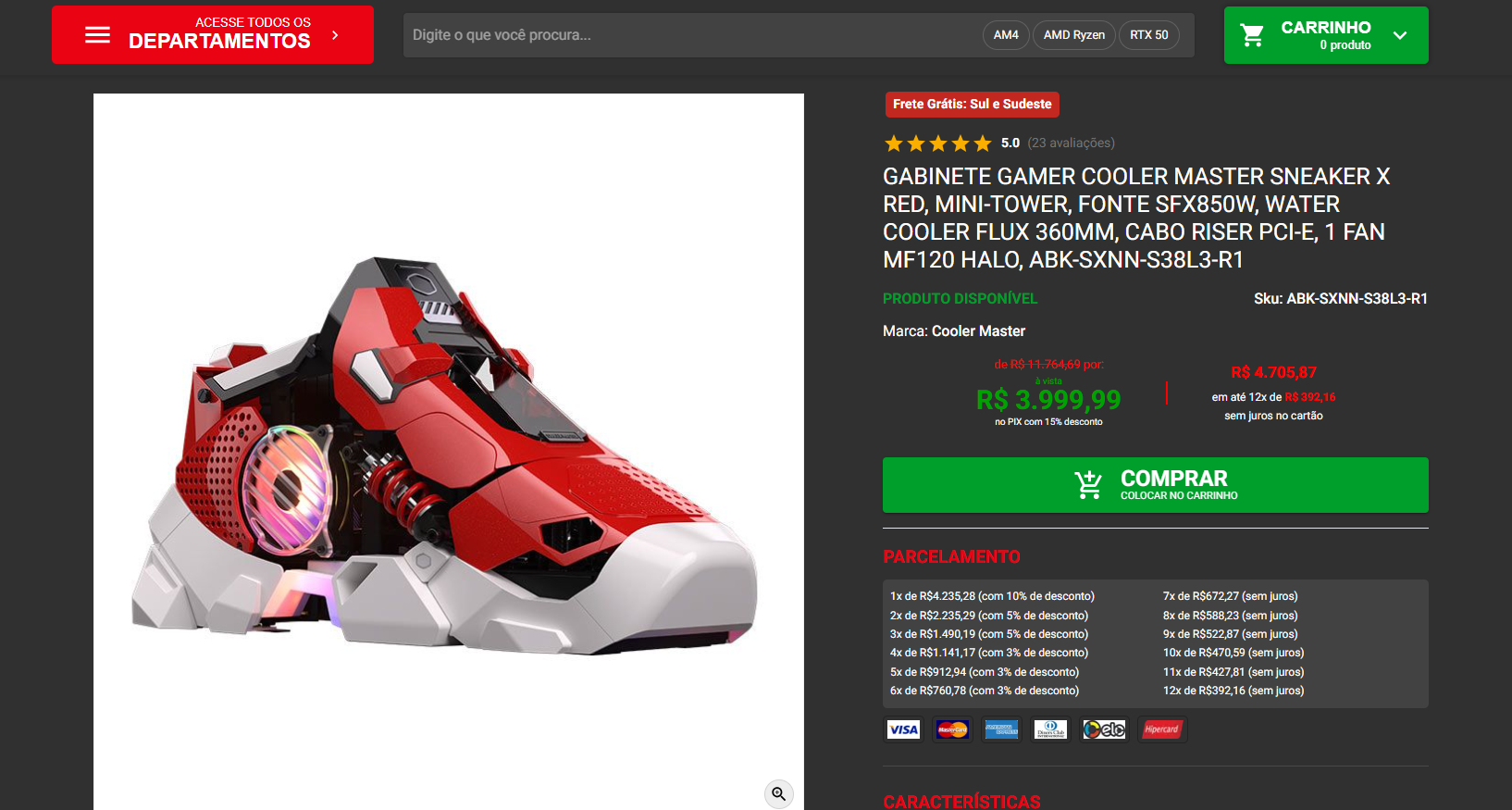 O gabinete mais diferenciado da Pichau: Cooler Master Sneaker X 2 Gabinete