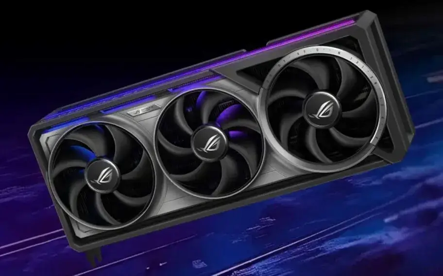 Placa RTX preta para representar a comparação de RTX 5050 VS. RTX 4090 em fundo colorido.