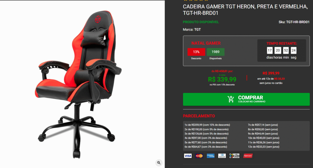 Cadeiras gamer por menos de R$400 na Pichau: Confira 3 opções Captura de tela 2025 12 08 200741