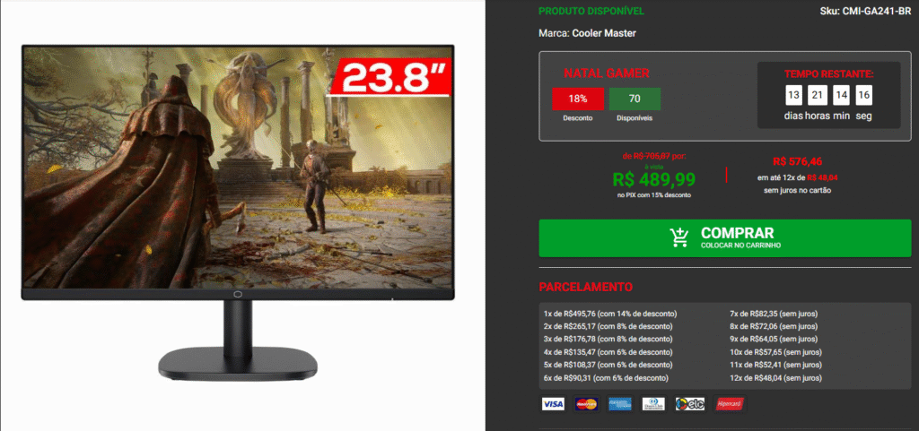 Monitor Gamer por menos de $1.000 na Pichau, confira Captura de tela 2025 12 12 194557