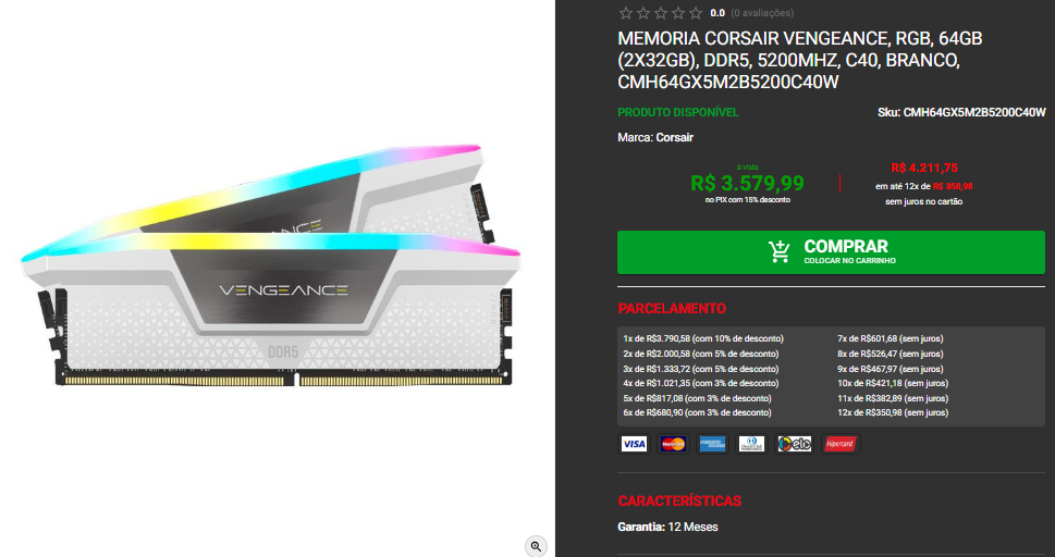 Memoria Corsair Vengeance