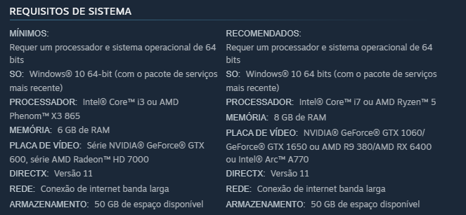 requisitos_minimos_e_recomendados_do_overwatch_2_na_steam Página da Steam que aparece os requisitos mínimos e recomendados para jogar Overwatch 2