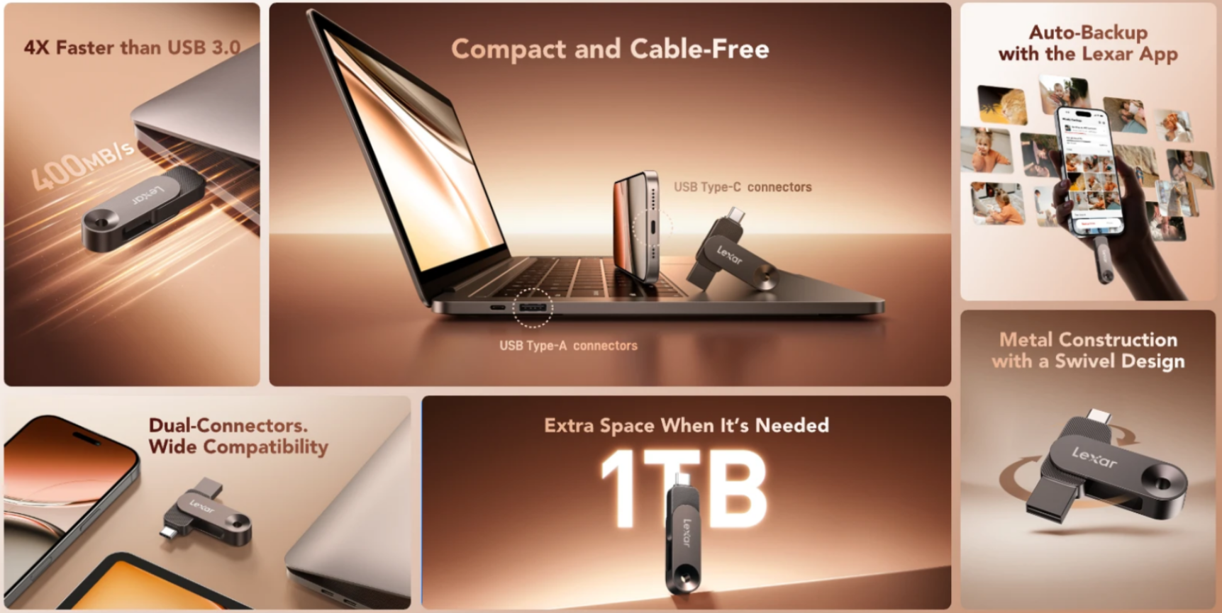 Lexar lança pendrive de 1TB que funciona em qualquer porta USB 2 Lexar
