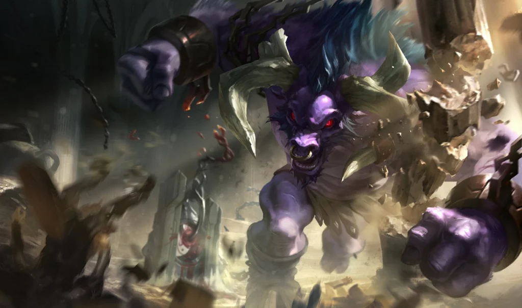 LoL: Quais os campeões mais utilizados pela BLG no First Stand? 5 Alistar, campeão do League of Legends (LoL).
