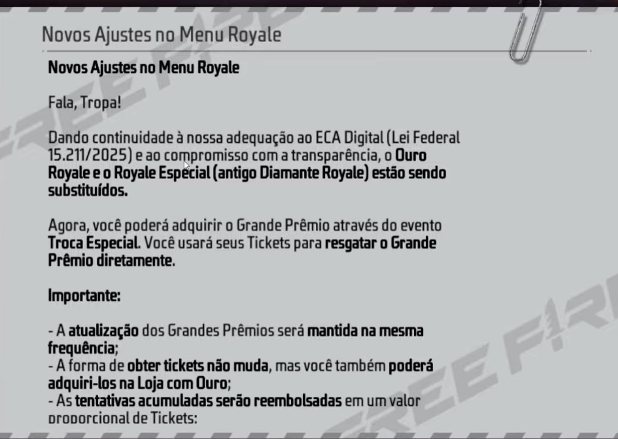 Free Fire: Garena retira Ouro Royale e Royale Especial do jogo 2 Free Fire: Garena retira Ouro Royale e Royale Especial do jogo Screenshot 149.png