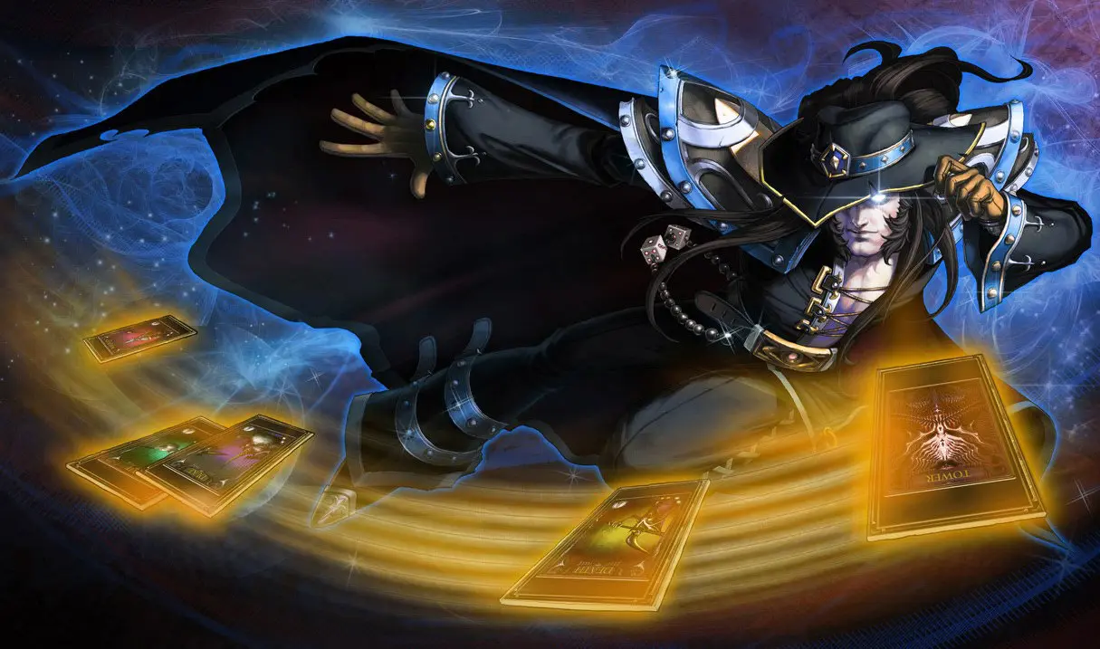 Twisted Fate, campeão do League of Legends (LoL). Skin rara PAX Twisted Fate.