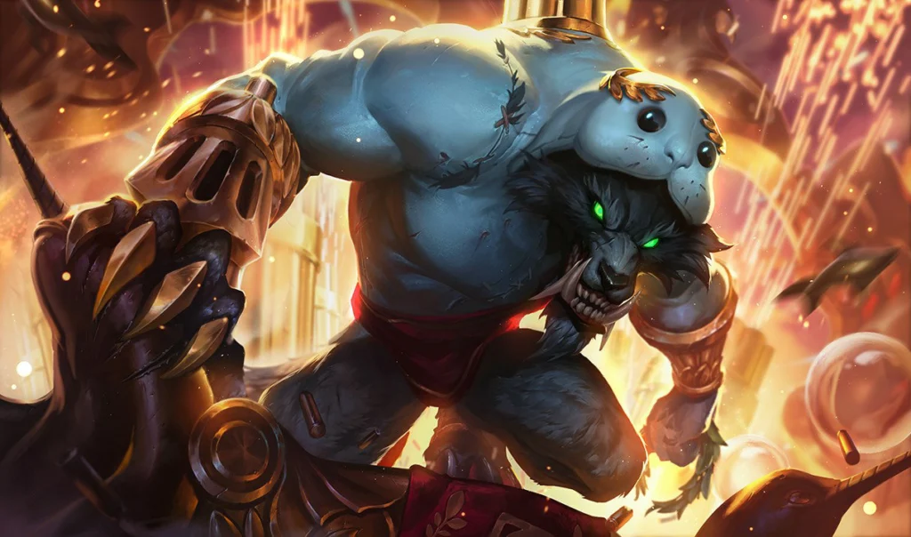 Quais são as skins mais raras do LoL? 3 Warwick, campeão do League of Legends (LoL). Skin limitada Urf o Peixe-Boi.