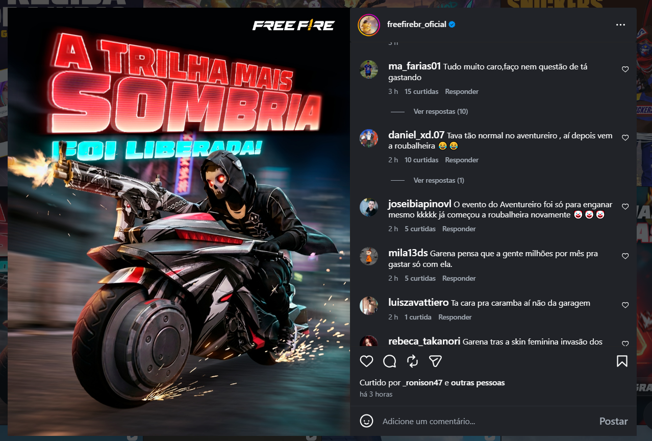 Free Fire: Trilha Turbo do FF é criticada por fãs, entenda 2 Free Fire: Trilha Turbo do FF é criticada por fãs, entenda comentarios a trilha mais sombria.png