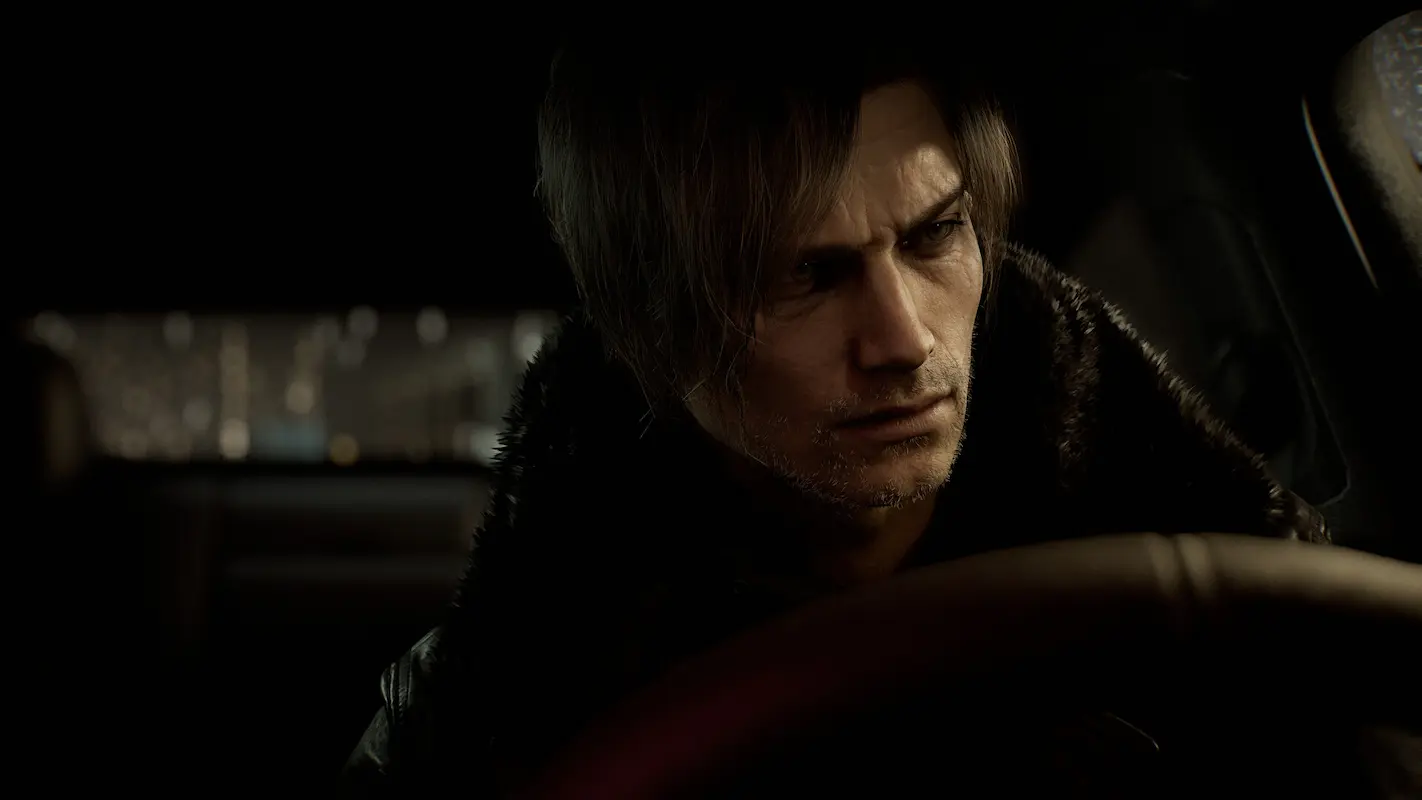Homem loiro, um dos protagonistas do jogo Resident Evil Requiem, com semblante confuso.