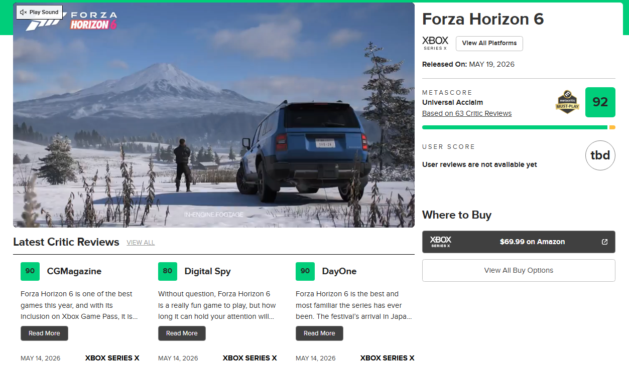 Forza Horizon 6 já é um dos jogos mais bem avaliados; veja 2 Forza Horizon 6 já é um dos jogos mais bem avaliados; veja Captura de tela 2026 05 14 174200.png