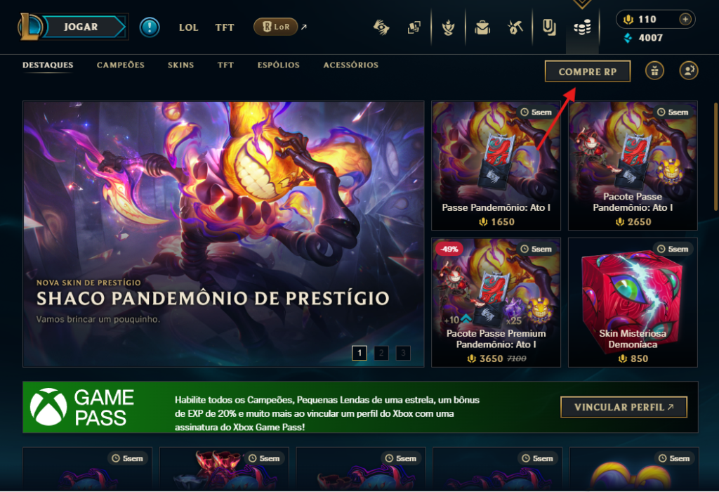 Cliente do League of Legends (LoL).