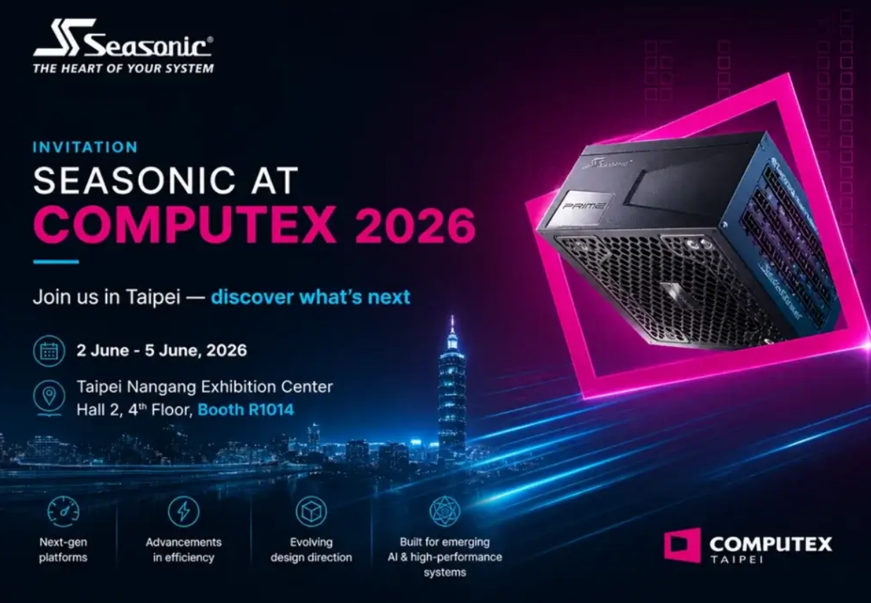 Seasonic apresentará poderosa fonte na Computex 2026 2 Seasonic apresentará poderosa fonte na Computex 2026 Seasonic.png