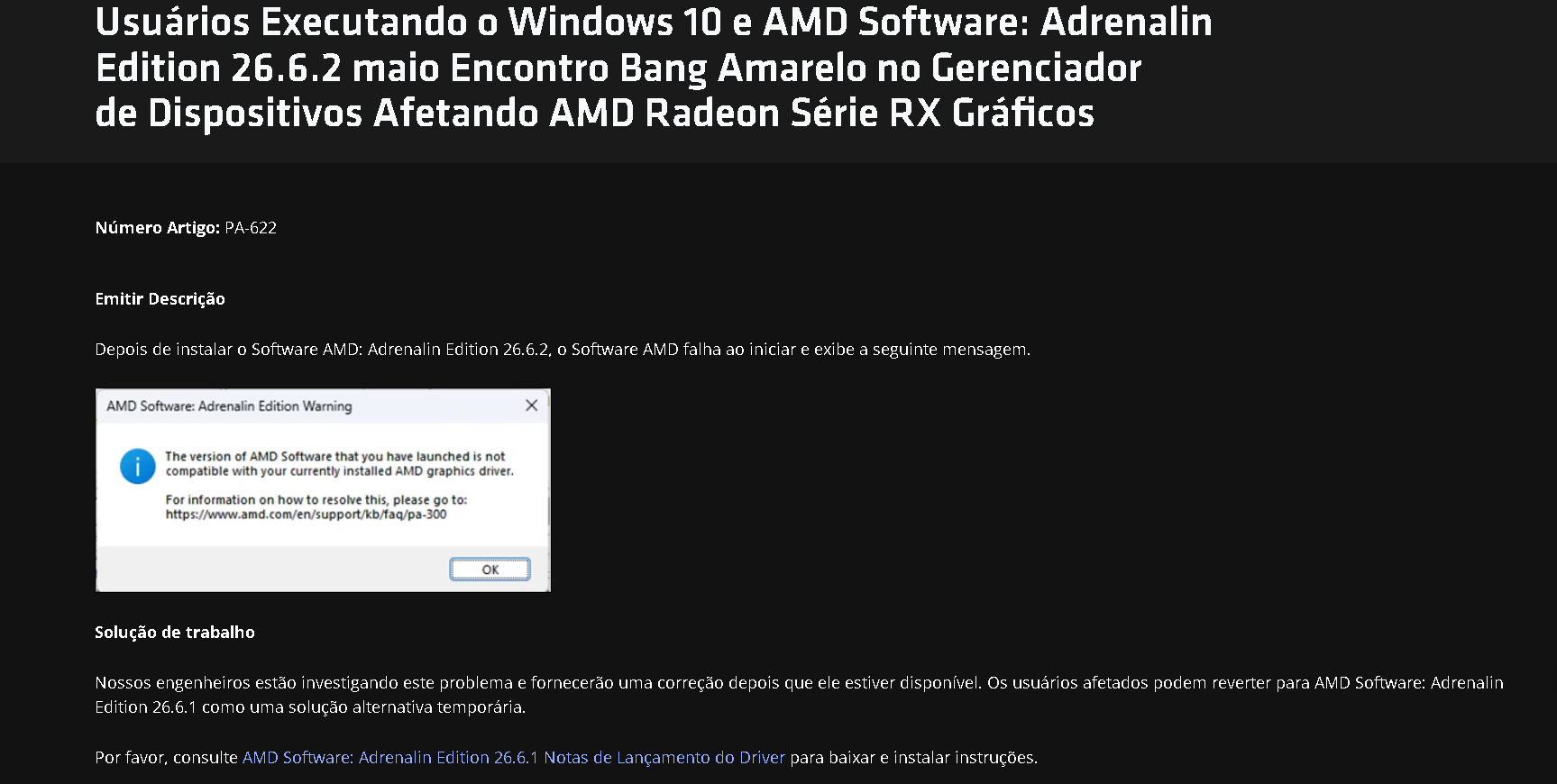 AMD confirma problemas no driver Adrenalin 26.6.2 no Windows 10 2 AMD confirma problemas no driver Adrenalin 26.6.2 no Windows 10 AMD software.png