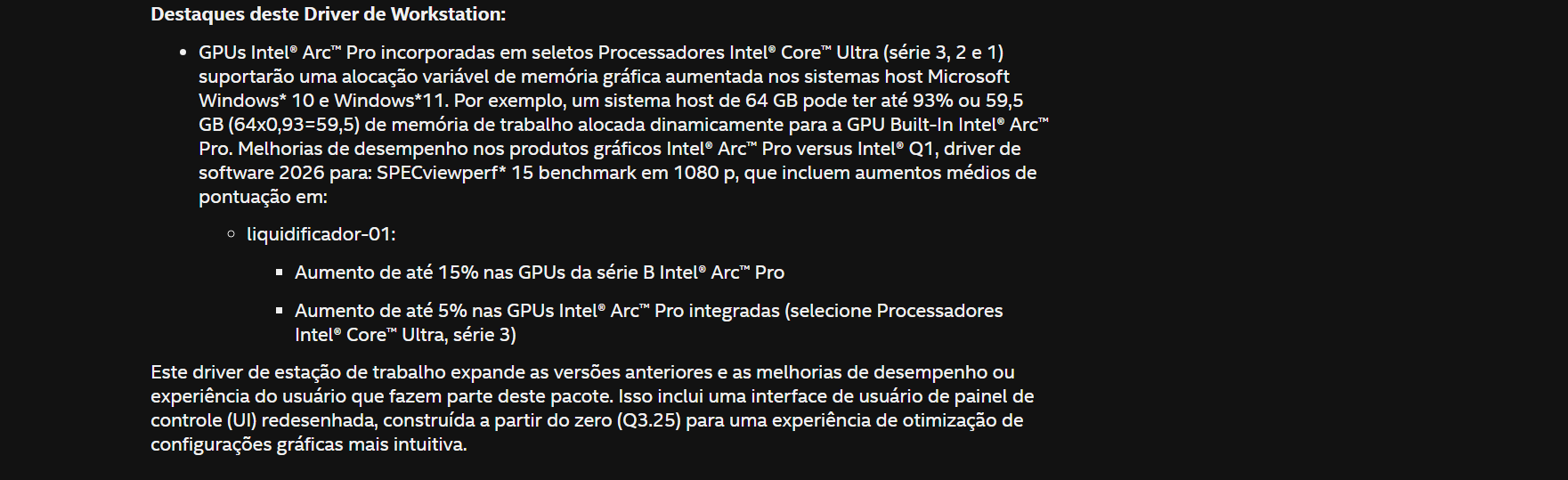 Novo driver Intel Arc Pro permite que gráficos integrados usem até 93% da memória RAM do sistema Intel ids.png