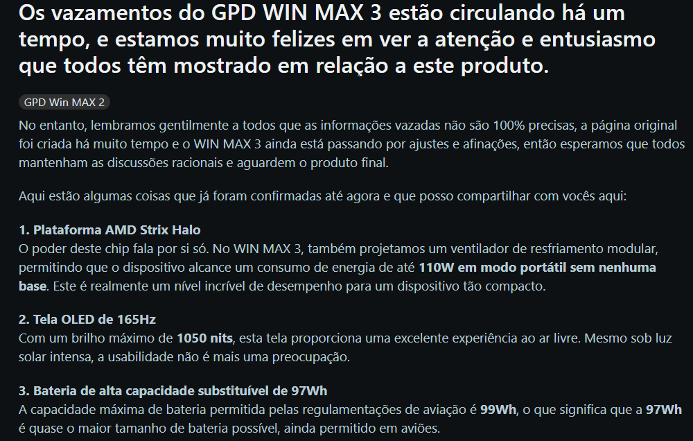 GPD confirma WIN MAX 3 com Strix Halo 2 GPD confirma WIN MAX 3 com Strix Halo Screenshot 1.png